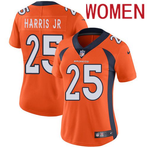 Women Denver Broncos #25 Chris Harris Jr Orange Nike Vapor Limited NFL Jersey